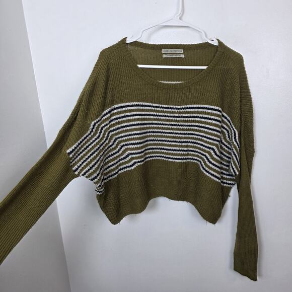 Urban Outfitters Green White Striped Oversized Preppy Streetwear Sweater Size S - Picture 6 of 12